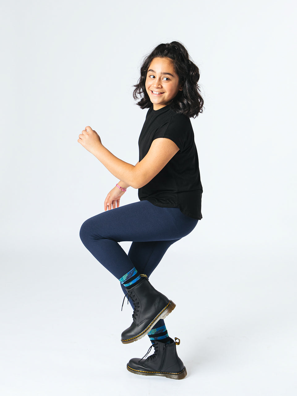 Girls Navy Leggings Comfy Stylish Sustainable NadiaGirl